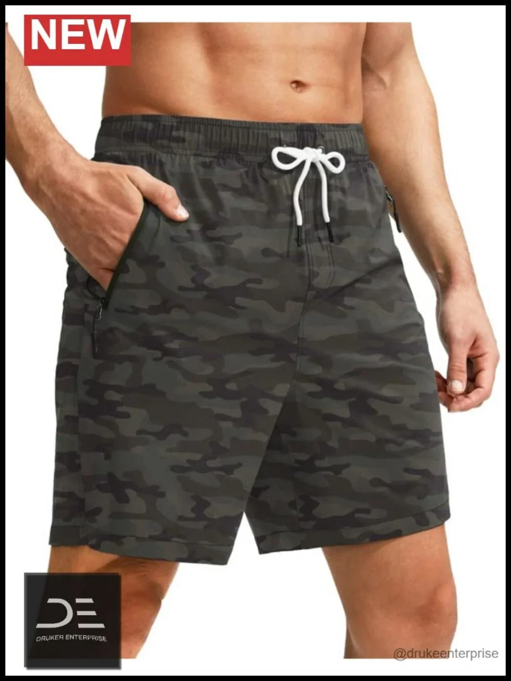 Men's Swim Trunks with Compression Liner Quick Dry Board Shorts Zipper Pockets